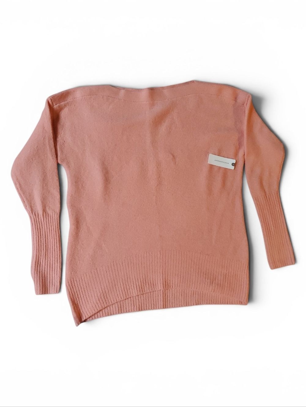 NWT Anthropologie Sweater Pullover Womens XS Peach Long Sleeve Boatneck